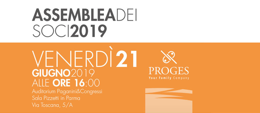 Invito Assemblea dei Soci Proges 2019, Io Sono Socio Proges